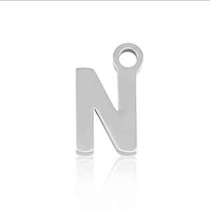Stainless Steel - Rostfrei Stahl Anh&auml;nger Initial N Silver