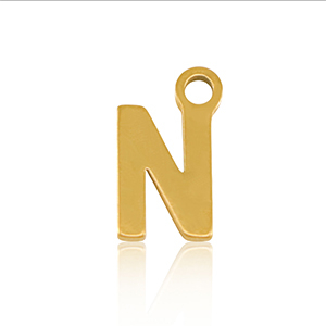 Stainless Steel - Rostfrei Stahl Anh&auml;nger Initial N Gold