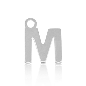 Stainless Steel - Rostfrei Stahl Anh&auml;nger Initial M Silver