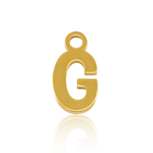 Stainless Steel - Rostfrei Stahl Anh&auml;nger Initial G Gold