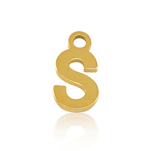 Stainless Steel - Rostfrei Stahl Anh&auml;nger Initial S Gold