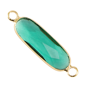 Kristallglas Zwischenst&uuml;cke lang Oval Green-gold