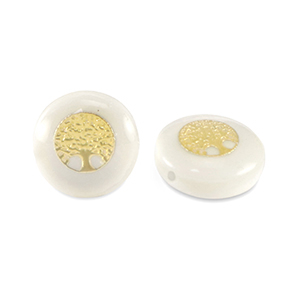 Glasperlen Rondell shell look tree of life White-gold