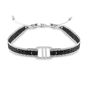 Armb&auml;nder Schmuckband mit Rostfrei Stahl Zwischenst&uuml;ck Black-silver
