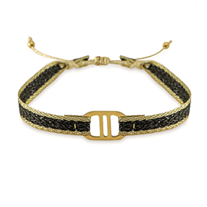Armb&auml;nder Schmuckband mit Rostfrei Stahl Zwischenst&uuml;ck Black-gold