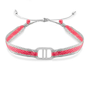 Armb&auml;nder Schmuckband mit Rostfrei Stahl Zwischenst&uuml;ck Dark pink-silver