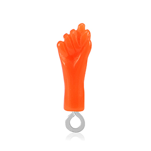 Resin Anh&auml;nger "Mano Fico" Neon orange-silver