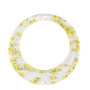 Resin Anh&auml;nger mit getrockneter Blume 39mm Yellow