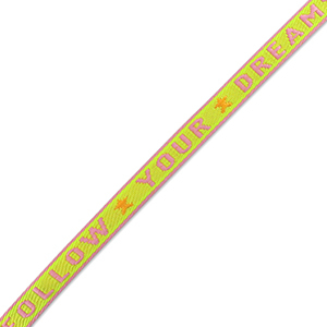 Schmuckband mit Text "follow your dreams" Paisley purple-lime green