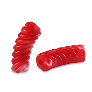 Tube Acrylperlen Twisted Transparent red