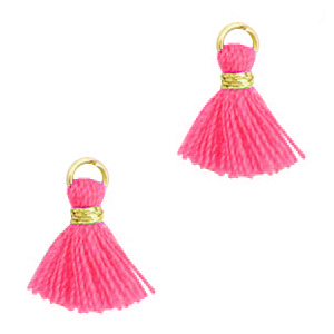 Perlen Quaste 1.2cm Gold-fuchsia neon pink