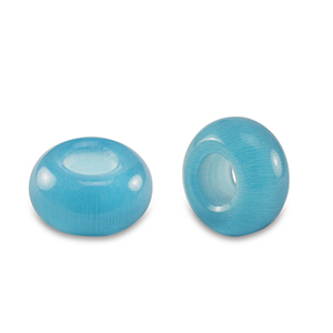 Natursteinperlen glas Rondell 14mm Aqua blue