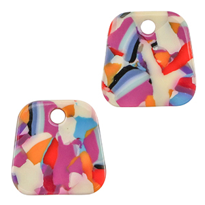 Resin Anh&auml;nger Trapez Multicolor confetti