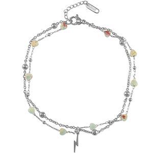 Fusskettchen aus Stainless Steel - Rostfreiem Stahl Stone Heart Silver-blue