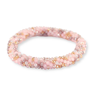 Facett Glas Armband Multicolour Beige-pink