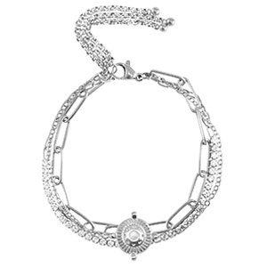 Armb&auml;nder aus Stainless Steel - Rostfreiem Stahl triple Layer & Strass Silver