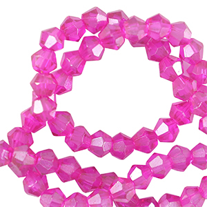 Glas Top Facett Perlen Bicone 4mm Neon pink