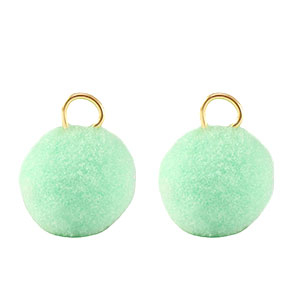 Pompom Anh&auml;nger mit &Ouml;se 10mm Gold-mint green
