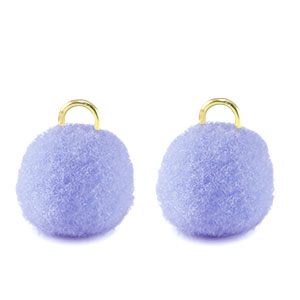 Pompom Anh&auml;nger mit &Ouml;se 10mm Gold-periwinkle purple