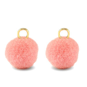 Pompom Anh&auml;nger mit &Ouml;se 10mm Gold-pink