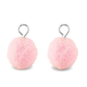 Pompom Anh&auml;nger mit &Ouml;se 10mm Silver-light pink