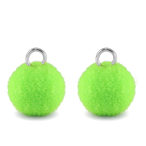 Pompom Anh&auml;nger mit &Ouml;se 10mm Silver-neon green