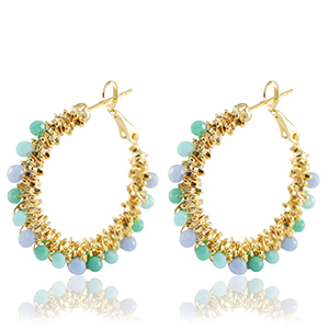 Ohrringe aus Stainless Steel - Rostfreiem Stahl Facett Blue-gold