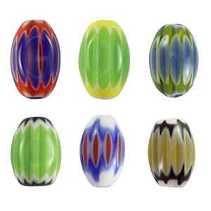 Millefiori-Perlen Tube Multicolour blue-green