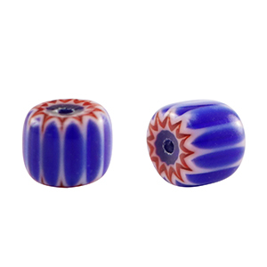 Millefiori-Perlen Tube Blue-red