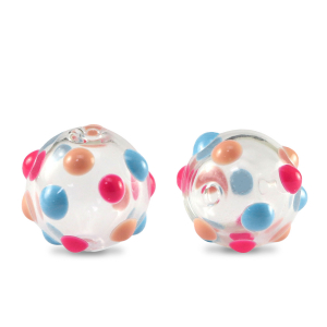 Handbemalt Glasperlen 14mm Transparent-red blue