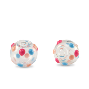 Handbemalt Glasperlen 8mm Transparent-red blue