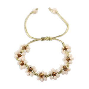 Facett Glas Armb&auml;nd Blume Lotus pink-topaz brown