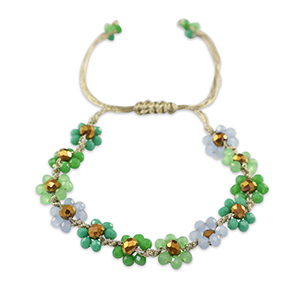 Facett Glas Fusskettchen  Blume Multicolour green-topaz brown