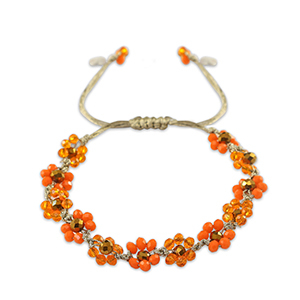 Facett Glas Fusskettchen  Blume Multicolour orange-topaz brown