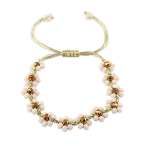 Facett Glas Fusskettchen  Blume Lotus pink-topaz brown