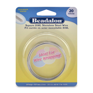 Beadalon German Style Wire 20Gauge Square Silver