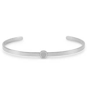 Geburtssteine Bangle Armband mit Fassung f&uuml;r SS16 Flatback aus Stainless Steel Silver