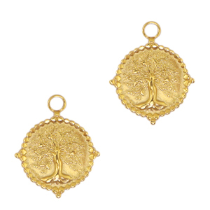 Stainless Steel - Rostfrei Stahl Anh&auml;nger Tree of Life Gold