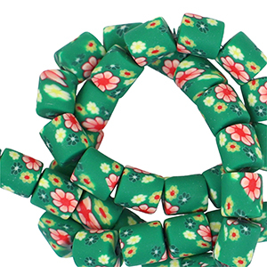 Polymer Perlen 6mm Blume Green-multicolour