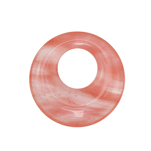 Naturstein Anh&auml;nger Glas Donut 30mm Pink-transparent