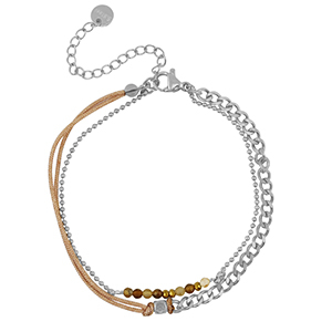 Armb&auml;nder aus Stainless Steel - Rostfreiem Stahl duo Layer Silver-brown