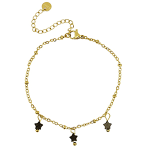 Armb&auml;nder aus Stainless Steel - Rostfreiem Stahl Stern Gold-black