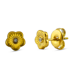 Ohrringe / Ohrstecker aus Stainless Steel - Rostfreiem Stahl blume Gold