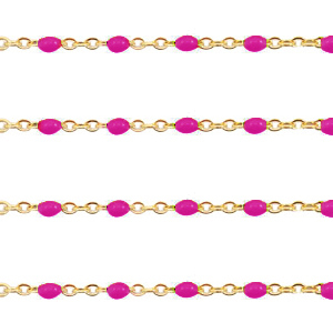 Stainless Steel - Rostfrei Stahl Schmuckzubeh&ouml;r Gliederkette 1mm Magenta pink-gold