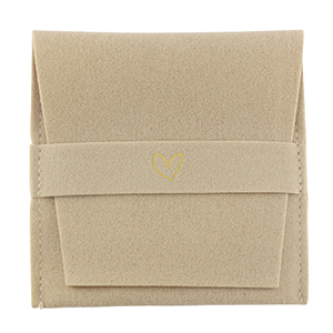Schmuckbeutel Heart Latte beige-gold