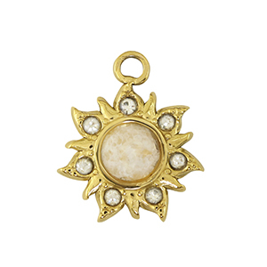 Stainless Steel - Rostfrei Stahl Anh&auml;nger Blume Gold / White