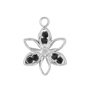 Stainless Steel - Rostfrei Stahl Anh&auml;nger Blume Silver / Black