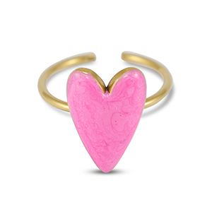 Ringe aus Stainless Steel - Rostfreiem Stahl Enamel Herz Pearl pink-gold