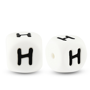 Buchstabenperlen aus Silikon H White-black