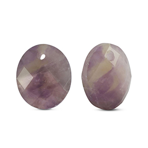 Naturstein Anh&auml;nger Amethyst Oval Purple-yellow